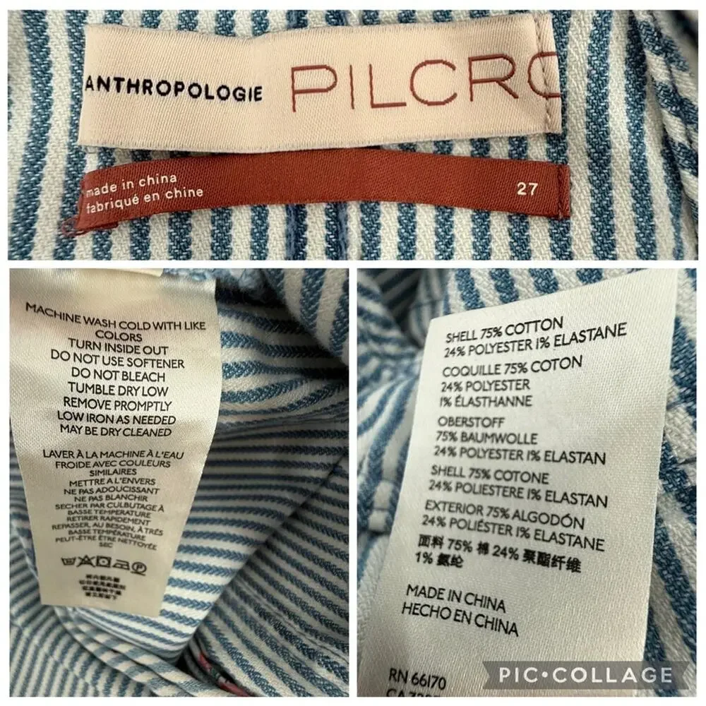 Anthropologie Pilcro Railroad Denim Stripes Overalls Romper Shortall Shorts 27 - Picture 12 of 12